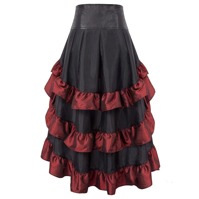 Kobine Women's Gothic Ruffled Layered High/low Skirt