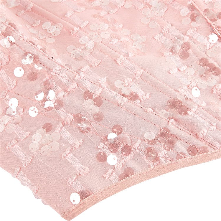 Kobine Women's Gothic Sequinned Lacing-up Overbust Corset