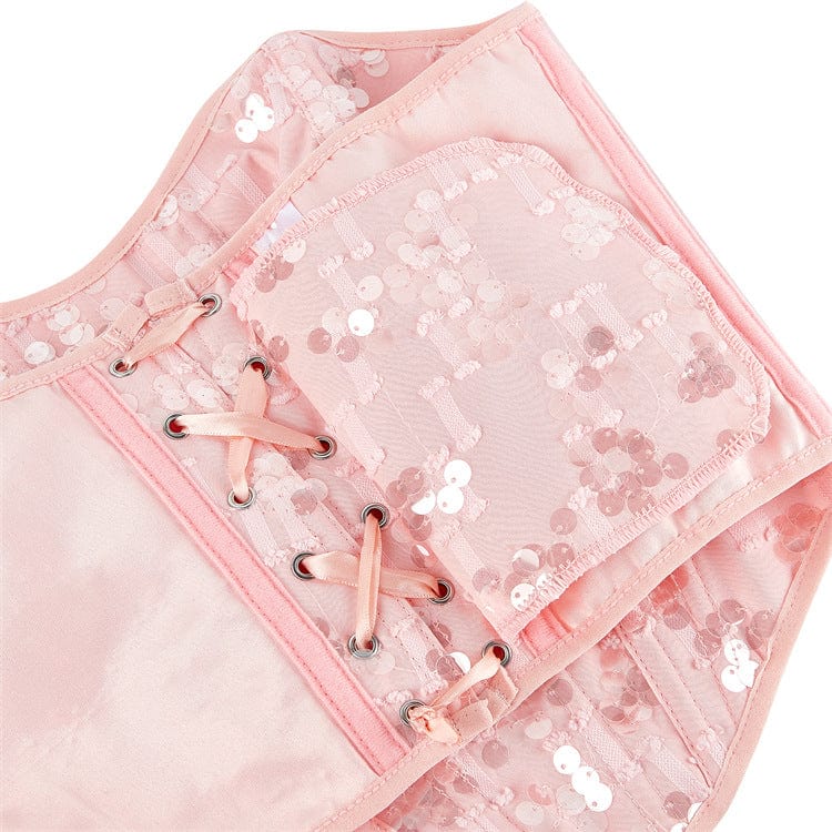 Kobine Women's Gothic Sequinned Lacing-up Overbust Corset