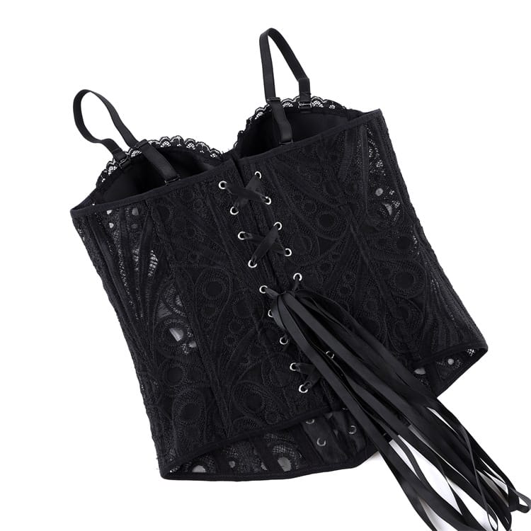 Kobine Women's Gothic Sheer Lace-up Overbust Corset
