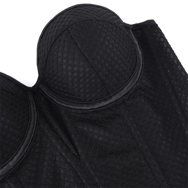 Kobine Women's Gothic Sheer Mesh Lace-up Overbust Corset