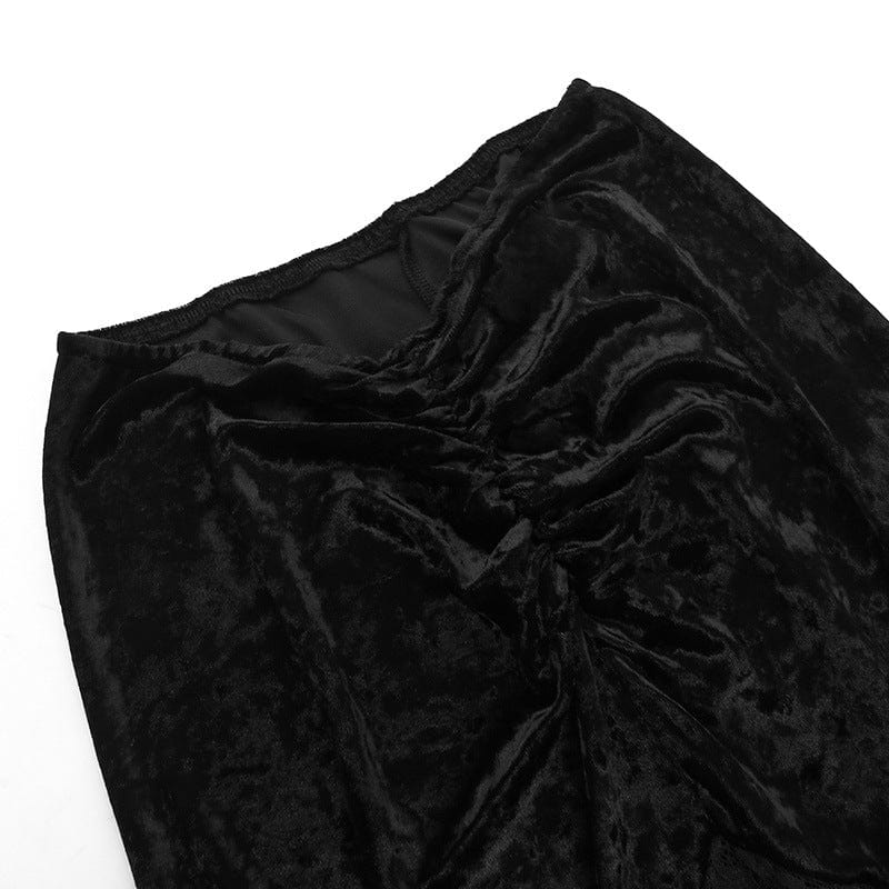 Kobine Women's Gothic Sheer Velvet Wrap Maxi Skirt