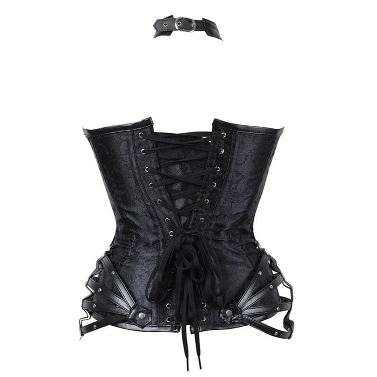 Kobine Women's Gothic Side Zipper Halter Top Corsets