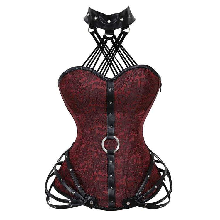 Kobine Women's Gothic Side Zipper Halter Top Corsets