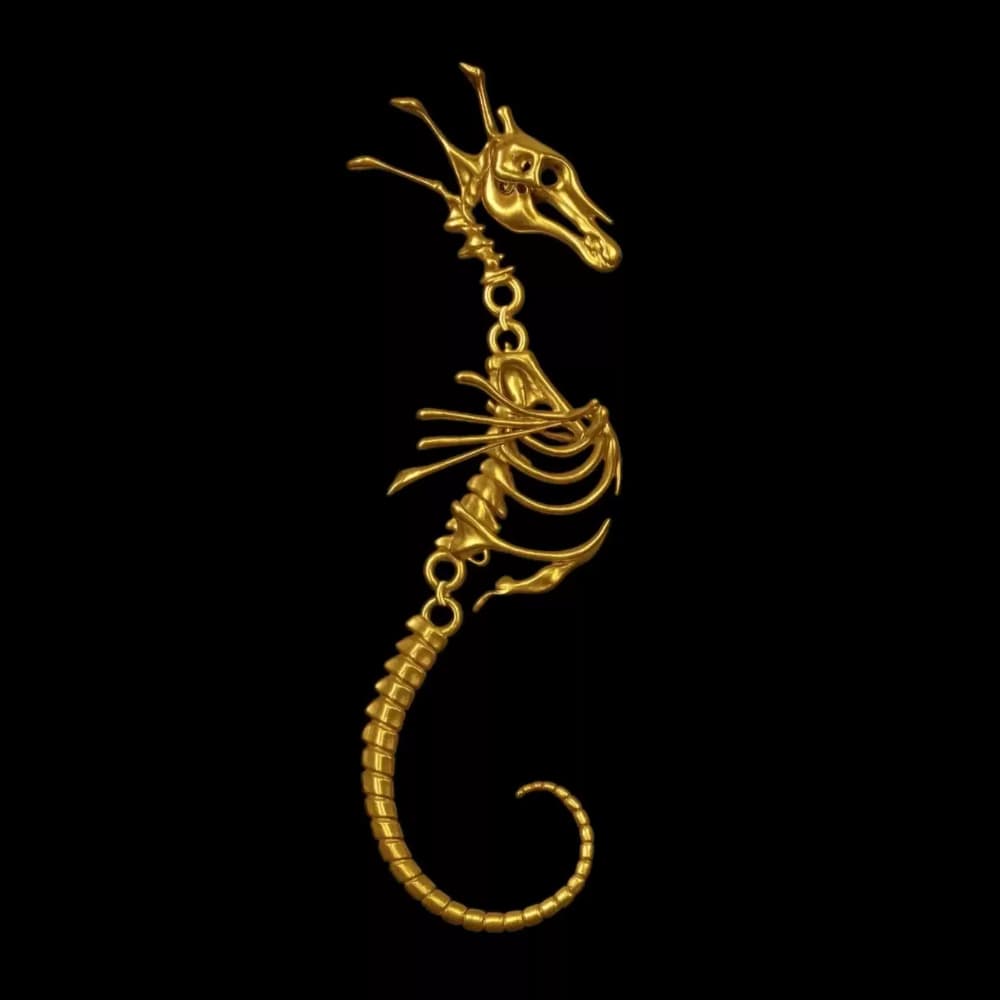 Kobine Women's Gothic Skeleton Seahorse Drop Post Earrings