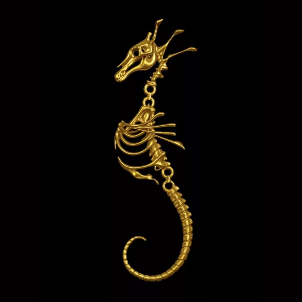 Kobine Women's Gothic Skeleton Seahorse Drop Post Earrings