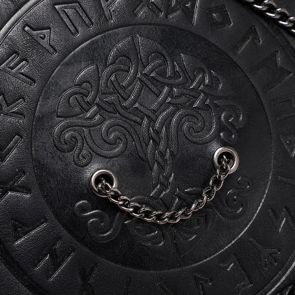 Kobine Women's Gothic Skull Rivet Chained Pentacle Bag