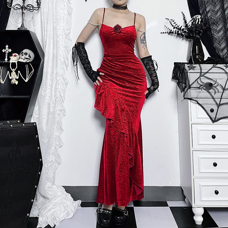 Kobine Women's Gothic Slim-fitted Fishtail Maxi Dress