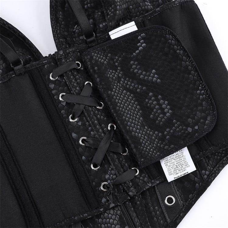 Kobine Women's Gothic Snakeskin Pattern Lace-up Overbust Corset