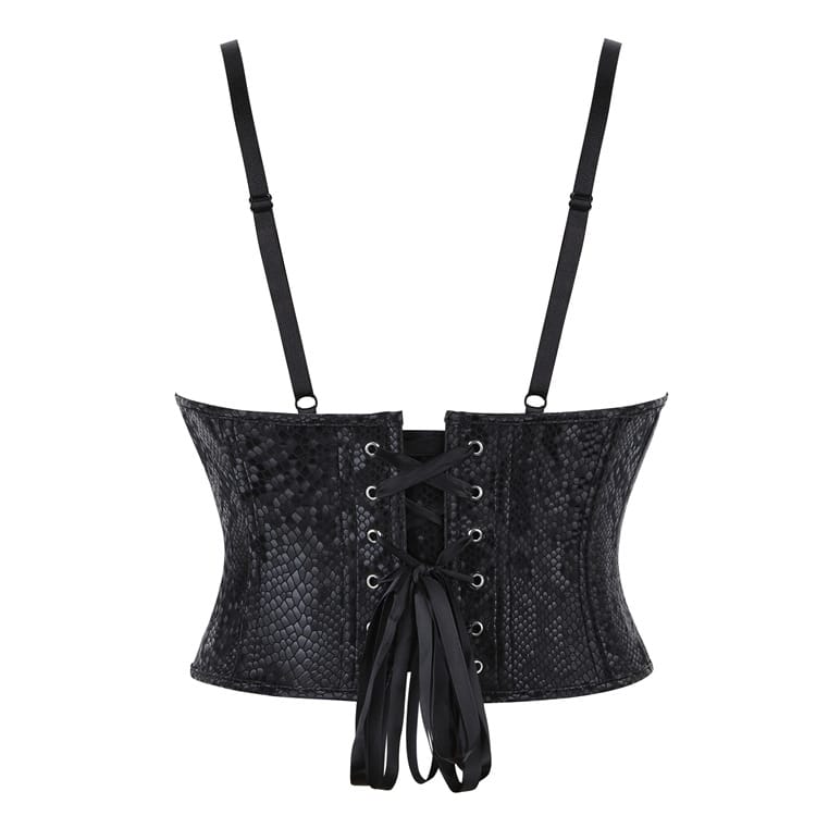 Kobine Women's Gothic Snakeskin Pattern Lace-up Overbust Corset