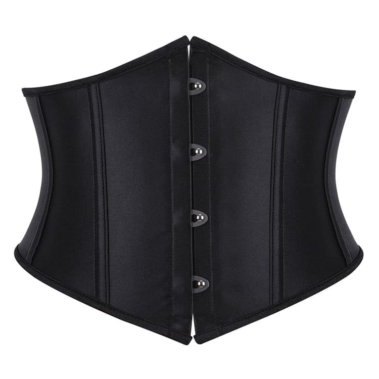 Kobine Women's Gothic Solid Black Lace-up Underbust Corset
