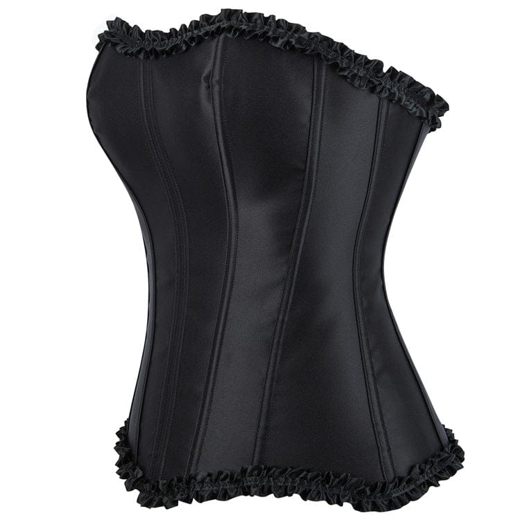 Kobine Women's Gothic Solid Color Trim Overbust Corset