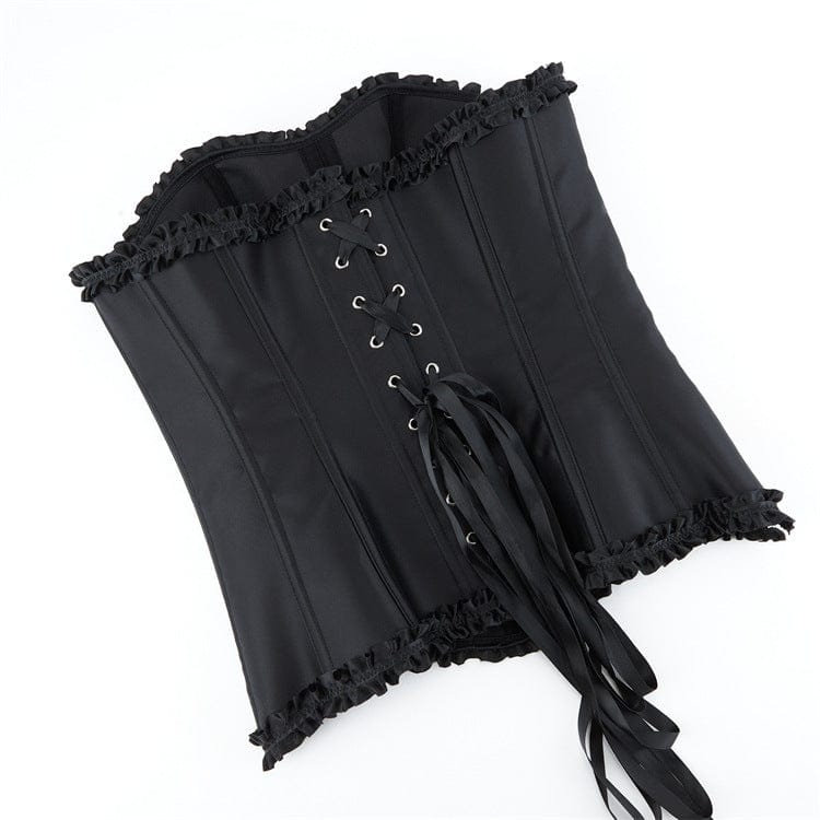 Kobine Women's Gothic Solid Color Trim Overbust Corset
