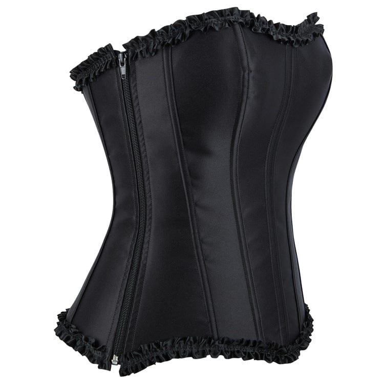 Kobine Women's Gothic Solid Color Trim Overbust Corset