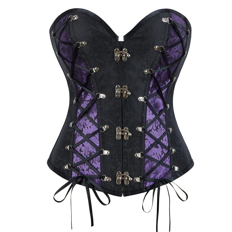 Kobine Women's Gothic Strappy Buckle-up Overbust Corset