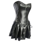 Kobine Women's Gothic Strappy  Faux Leather Overbust Corset Dresses
