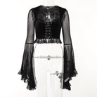 Kobine Women's Gothic Strappy Flared Sleeved Lace Shirt