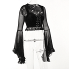 Kobine Women's Gothic Strappy Flared Sleeved Lace Shirt