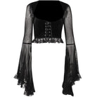 Kobine Women's Gothic Strappy Flared Sleeved Lace Shirt