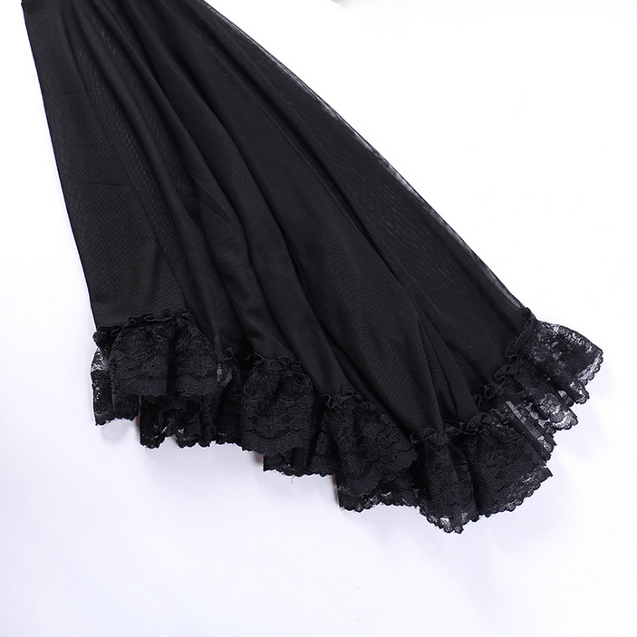 Kobine Women's Gothic Strappy Flared Sleeved Lace Shirt