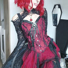 Kobine Women's Gothic Strappy Lace Splice Bustier