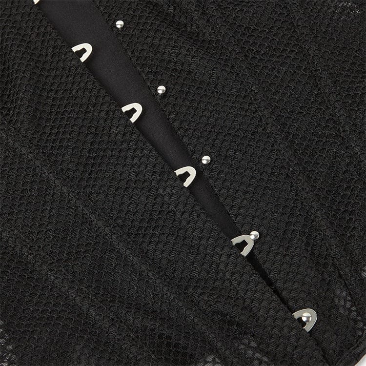 Kobine Women's Gothic Strappy Mesh Overbust Corset