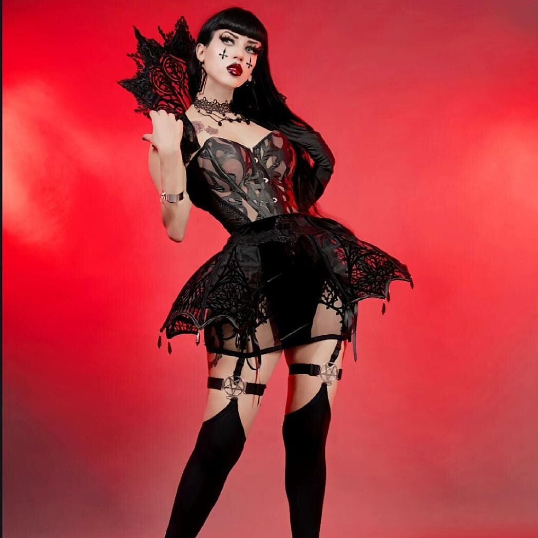 Kobine Women's Gothic Strappy Mesh Underbust Corset