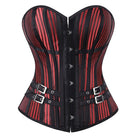 Kobine Women's Gothic Striped Buckle Strap Front Busk Overbust Corset