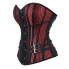 Kobine Women's Gothic Striped Buckle Strap Front Busk Overbust Corset