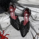 Kobine Women's Gothic Studded Ruffle Lace-up Ankle Strap Stilettos