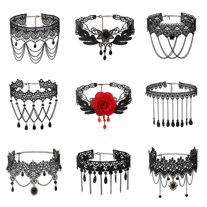 Kobine Women's Gothic Tassel Lace Choker