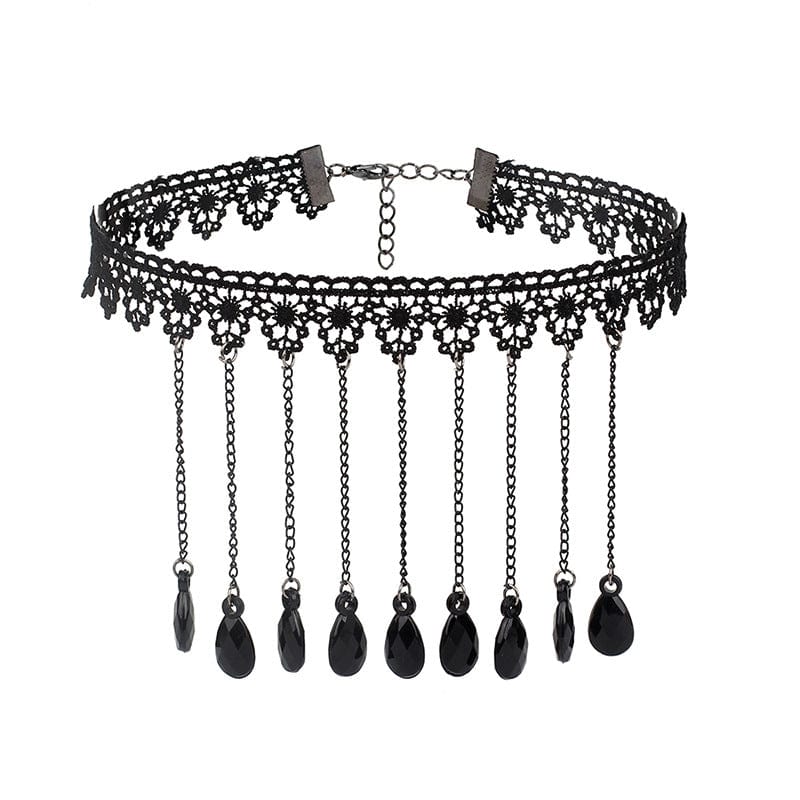 Kobine Women's Gothic Tassel Lace Choker