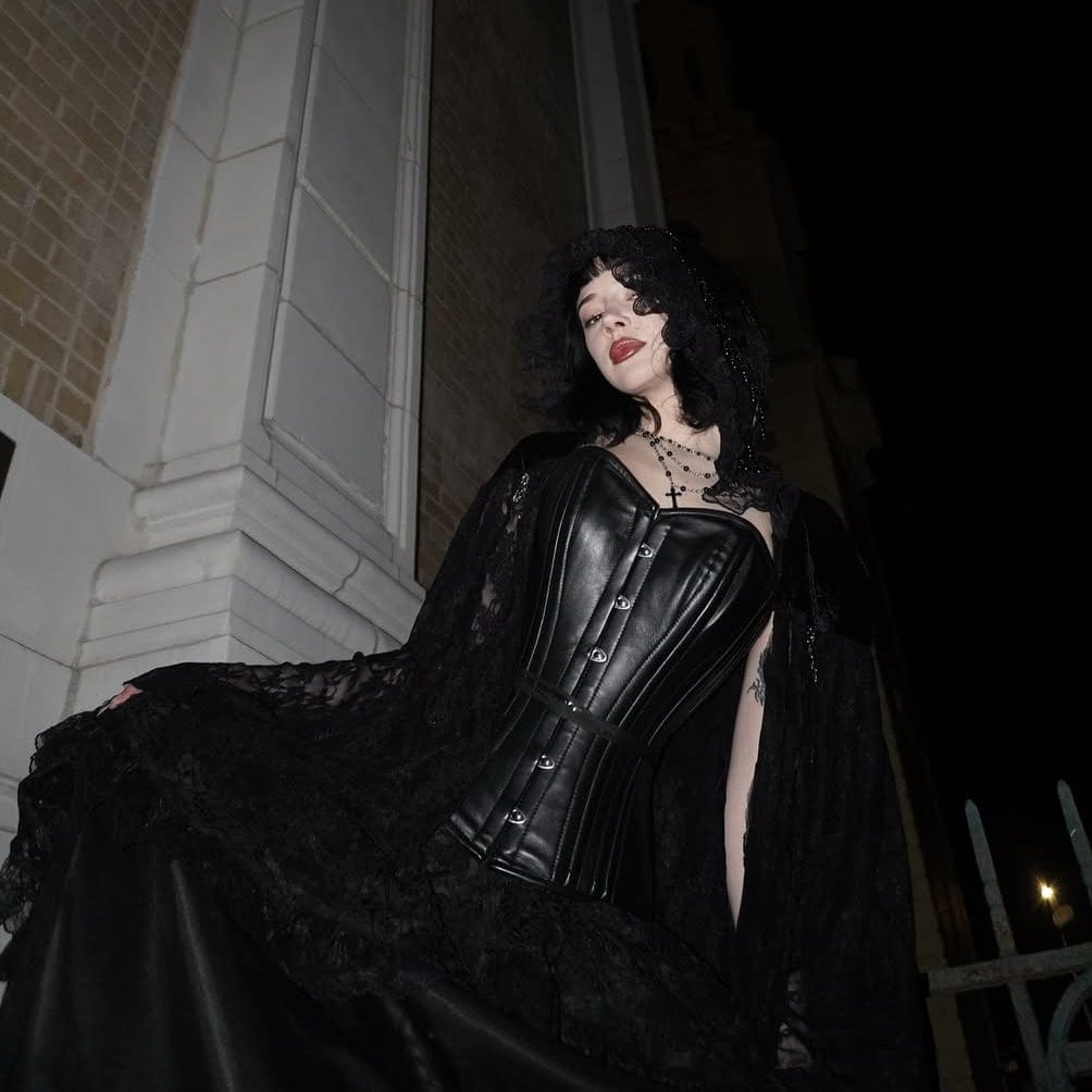 Kobine Women's Gothic Tassels Lace Cape with Hood