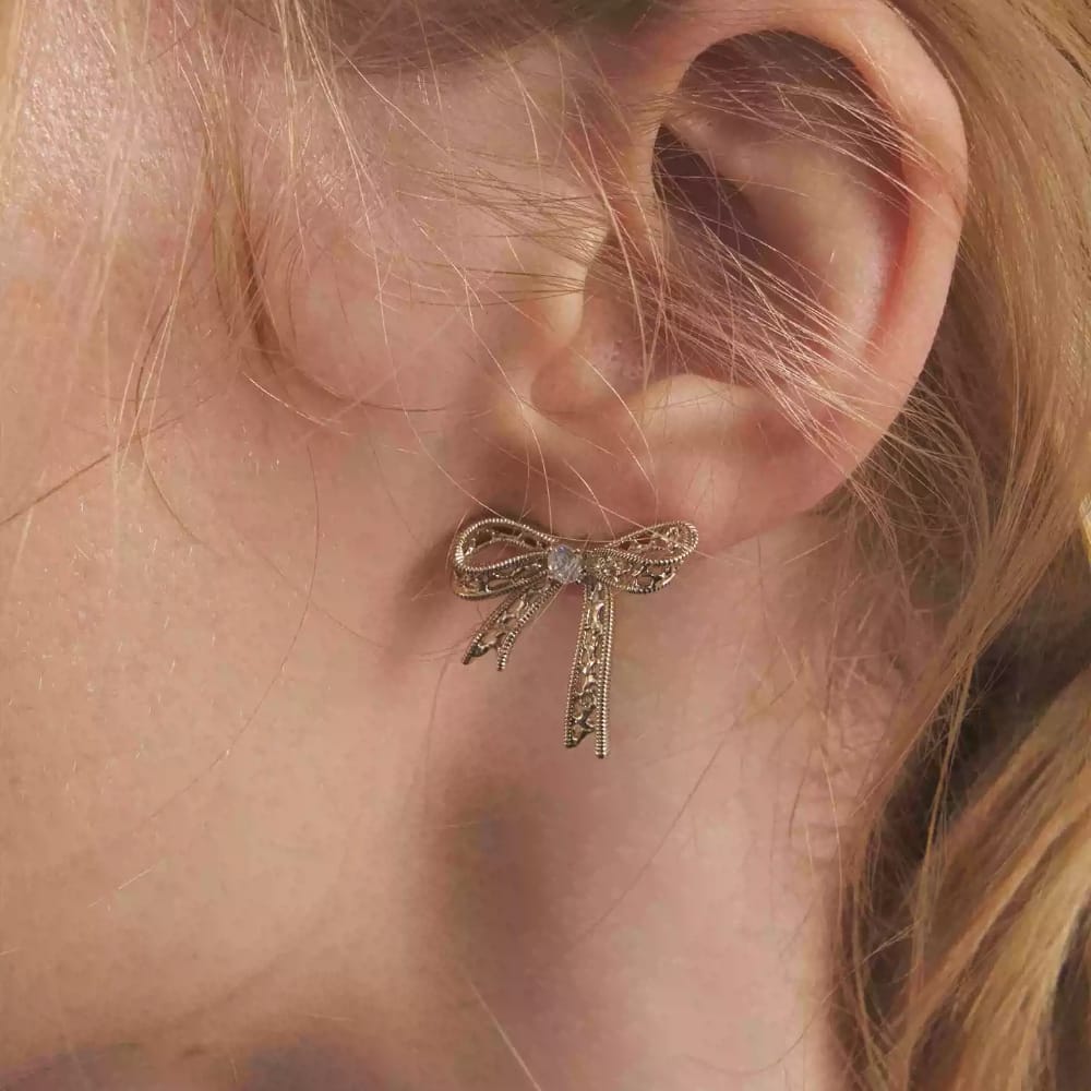 Kobine Women's Grunge Asymmetric Bowknot Earrings