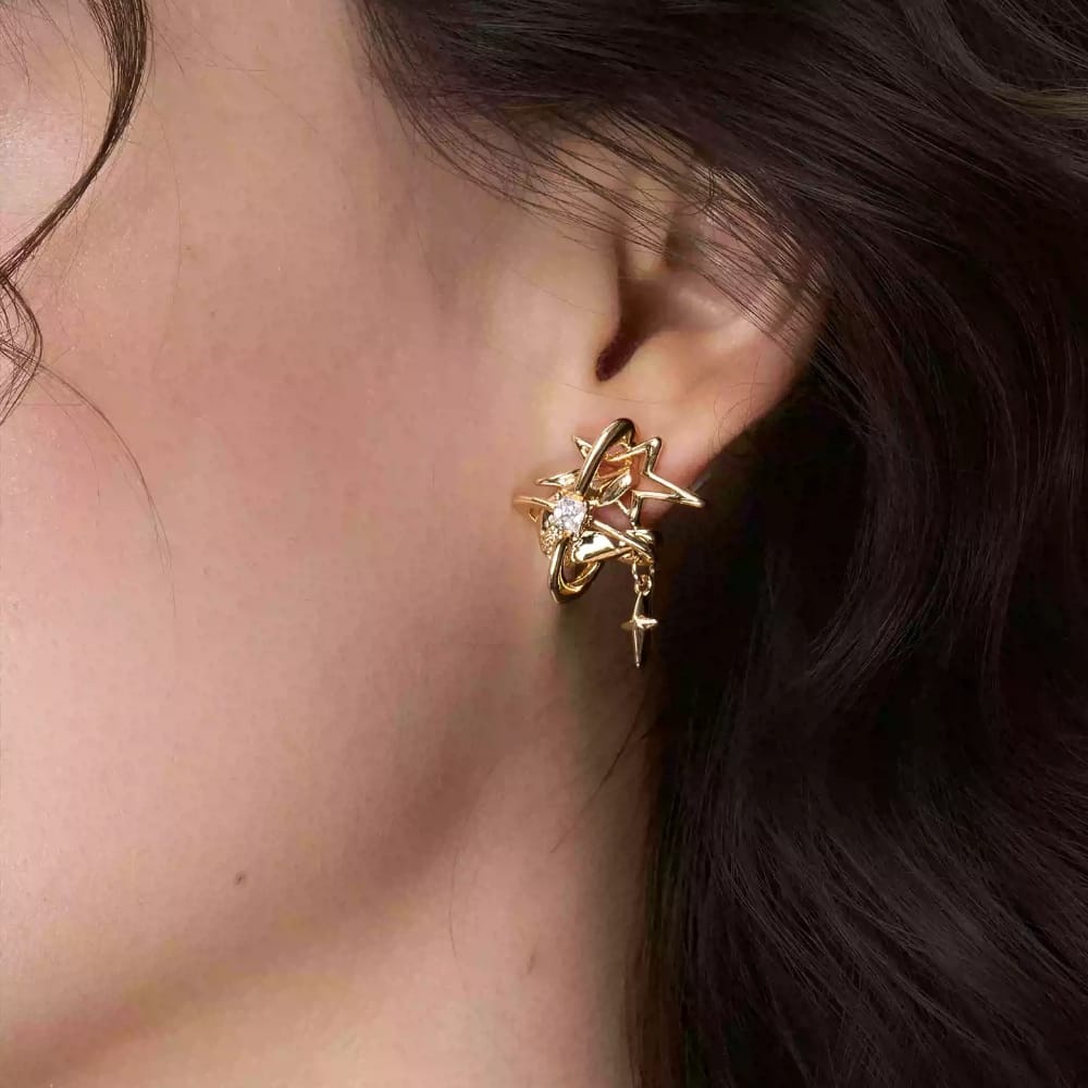 Kobine Women's Grunge Asymmetric Star Earrings