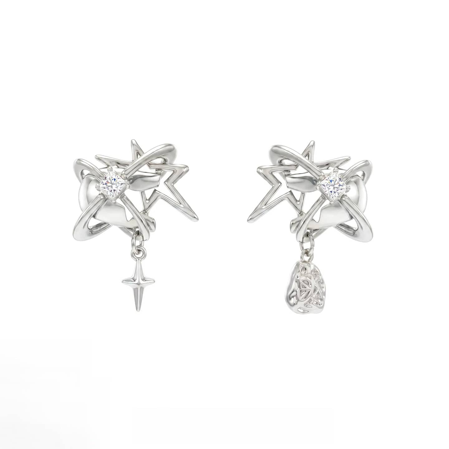Kobine Women's Grunge Asymmetric Star Earrings
