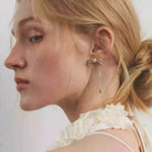 Kobine Women's Grunge Bowknot Chain Earrings