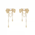 Kobine Women's Grunge Bowknot Chain Earrings