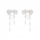 Kobine Women's Grunge Bowknot Chain Earrings