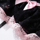 Kobine Women's Grunge Bowknot Lace-up Sexy Lingerie Set with Garter