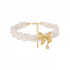Kobine Women's Grunge Bowknot Layered Pearl Necklace