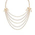 Kobine Women's Grunge Bowknot Pearl Layered Necklace