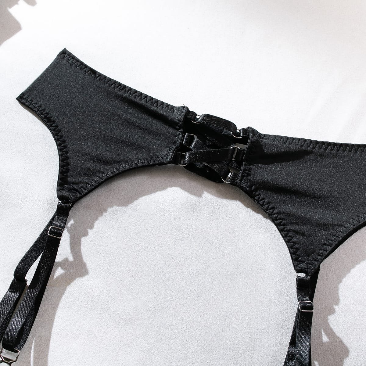 Kobine Women's Grunge Bowknot Sexy Strappy Lingerie Set with Garter & Gloves