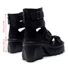 Kobine Women's Grunge Buckle Strap Cutout Open‑Toe Chunky Platform Heel Sandals