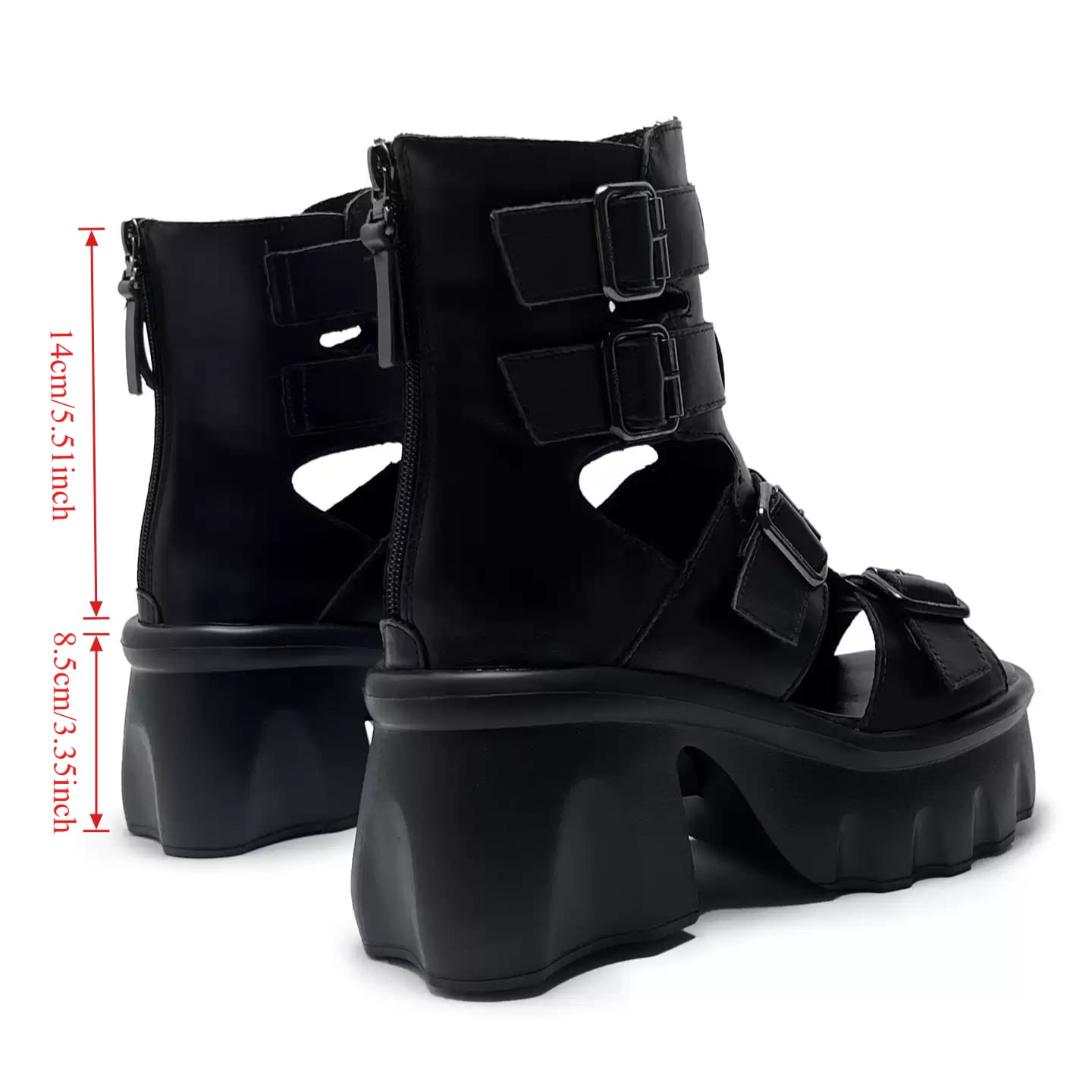 Kobine Women's Grunge Buckle Strap Cutout Open‑Toe Chunky Platform Heel Sandals
