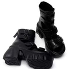 Kobine Women's Grunge Buckle Strap Cutout Open‑Toe Chunky Platform Heel Sandals