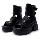 Kobine Women's Grunge Buckle Strap Cutout Open‑Toe Chunky Platform Heel Sandals