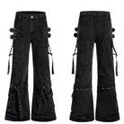 Kobine Women's Grunge Buckle Straps Multi Pockets Flare Pants