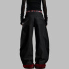 Kobine Women's Grunge Buckle Straps Plaid Patchwork Crop Top with Sleeves