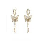 Kobine Women's Grunge Butterfly Key Earrings